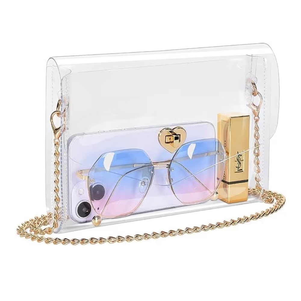 NWT Clear Acrylic Crossbody Bag with Gold Chain
